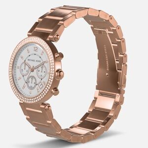 New in box Michael Kors Women's Rose Gold Chronograph Watch.